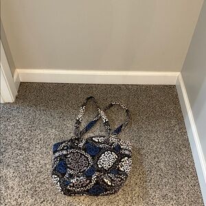 Vera Bradley Black and Blue Patterned Shoulder Bag